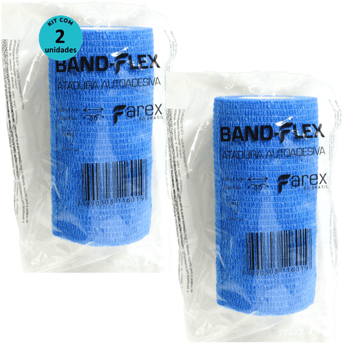 Atadura 10cm Azul Band-Flex Autoadesiva Para Animais Farex Kit Com 2